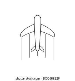 airplane flying fast symbol thin lines logo vector