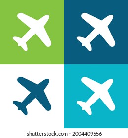 Avión Volando Plano de cuatro colores conjunto mínimo de iconos