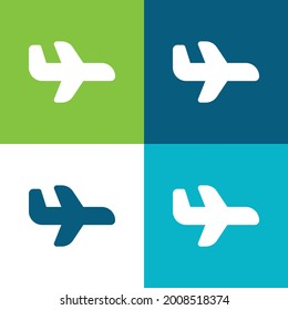 Airplane Flying Flat four color minimal icon set