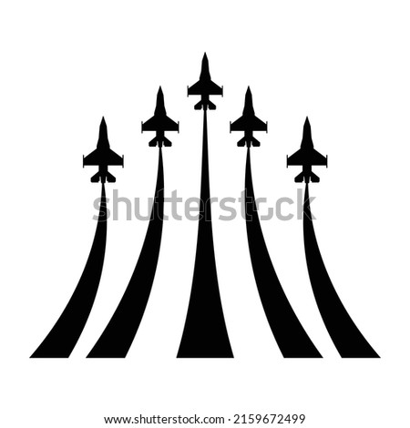Airplane Flying Formation, Air Show Display, The Disciplined Flight Vector Art Illustration on white background [[stock_photo]] © 