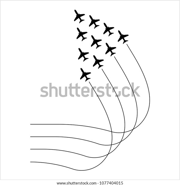 Airplane Flying Formation, Air Show\
Display, The Disciplined Flight Vector Art\
Illustration