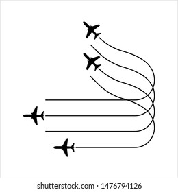 Airplane Flying Formation Vector Art Illustration