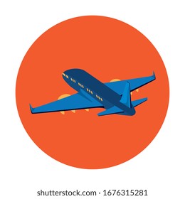Flugzeug mit Rahmenkreisrundfliegen, einzelne Ikone, Vektorillustration