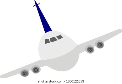 Airplane Flying High Isolated Travel Vector