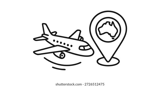 Ícone De Voo De Avião Que Representa O Destino De Viagem E A Navegação Da Austrália