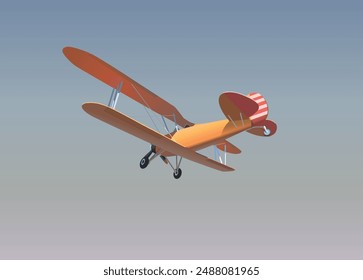 An airplane flying into the sky, a retro plane. Vector.