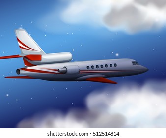 Airplane flying at night