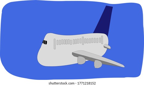 Airplane Flying On The Blue Sky Vector Illustration