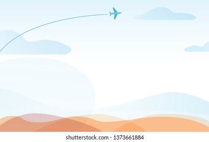 Airplane flying on the sky, Vector Illustration.