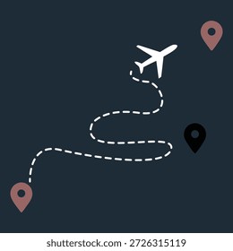 Flugzeug fliegt auf einer kurvenreichen Strecke zwischen drei Positionsmarkierungen hochwertiger Profi.