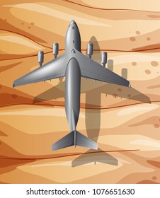 An Airplane Flying Over Desert illustration
