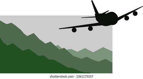 Airplane flying over Mountains