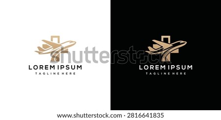 Airplane Flying Over Plus Sign Logo
