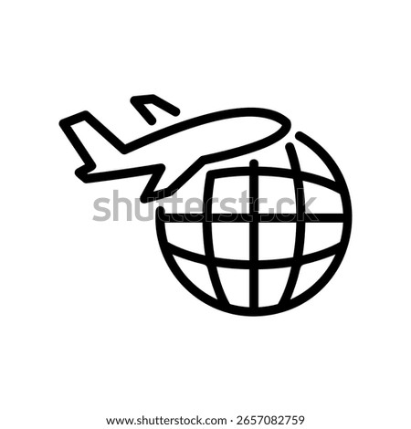Airplane Flying Over a Stylized Planet Earth Symbol