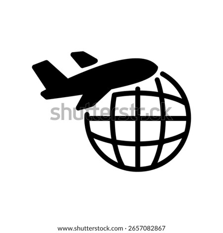 Airplane Flying Over a Stylized Planet Earth Symbol