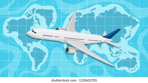 A Airplane Flying over World Map illustration