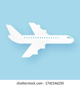 Airplane flying, paper art style