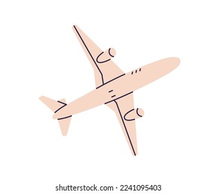 Airplane flying  Plane  aircraft  air transport in flight  Aeroplane travels  flies  bottom view  Aviation  airliner outside  Flat vector illustration isolated white background