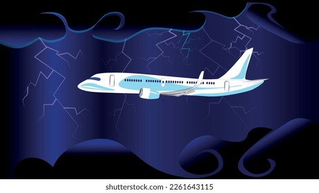 Flugzeug fliegt während eines Sturms am Himmel. Passagierflugzeug. Frachtflugzeug.