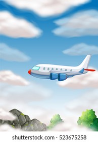 Airplane flying in the sky illustration