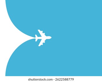 avião voando no céu. Viagem de avião abre o fundo atrás de si mesmo. Banner da trajetória de voo do avião. Ilustração vetorial