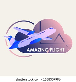 Airplane flying in sky. vector illustration Vector