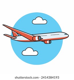 Airplane flying in the sky, vector illustration in cartoon design