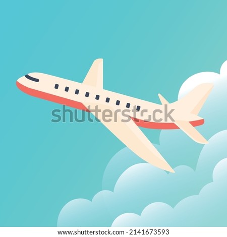 Airplane flying in the sky, vector illustration