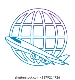 airplane flying with sphere planet