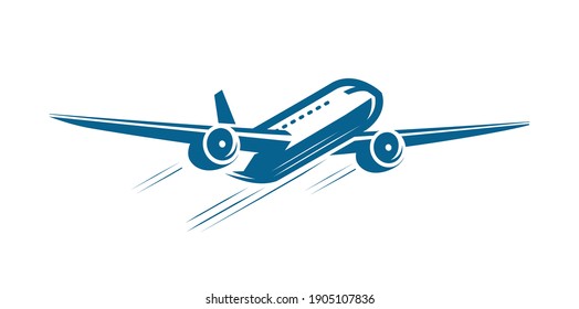 Airplane flying symbol. Airline, journey icon vector illustration