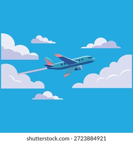 Avión volando a través de nubes icono de diseño de Vector plano.