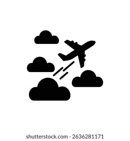 Airplane Flying Through Clouds in Sky