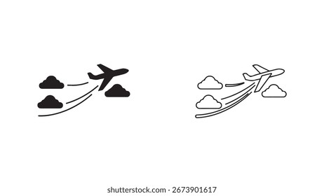 Avião voando em nuvens com trilha