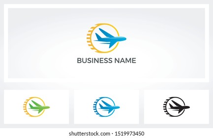 Airplane Flying Through Coin Logo Design