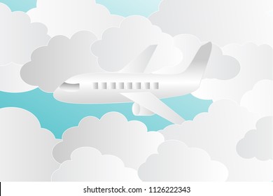 an airplane flying through thick clouds : vector