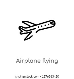airplane flying vector line icon. Simple element illustration. airplane flying outline icon from transport concept. Can be used for web and mobile