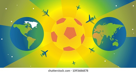 Airplane flying to the World Cup football