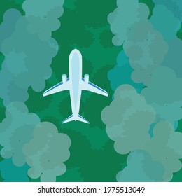 airplane and forest, vector illustration 