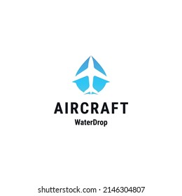 Airplane in the form of water drops logo icon design template flat vector