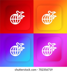 Airplane four color gradient app icon set