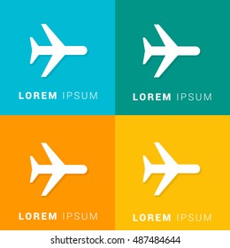 Airplane Four Color Material Designed Icon / Logo