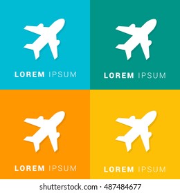 Airplane Four Color Material Designed Icon / Logo