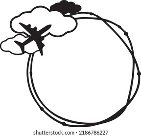 Airplane frame Vector Clip Art, Black and White
