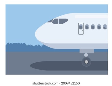 Airplane front part. Airplane nose. Simple flat illustration 