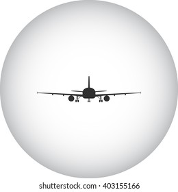 Airplane front sign simple icon on  background