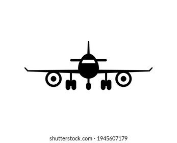 Airplane Front View Icon. Clipart Image Isolated On White Background