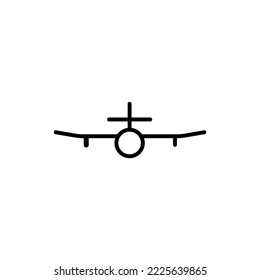 Airplane front view line icon. Air transport Used for movement, business flights and travel. Isolated vector illustration on a white background. Editable stroke.