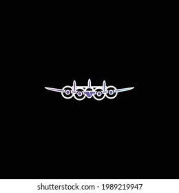 Airplane From Frontal View blue gradient vector icon