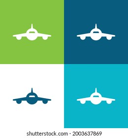 Airplane Frontal View Flat four color minimal icon set