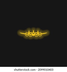 Icono de neón brillante amarillo desde la vista frontal